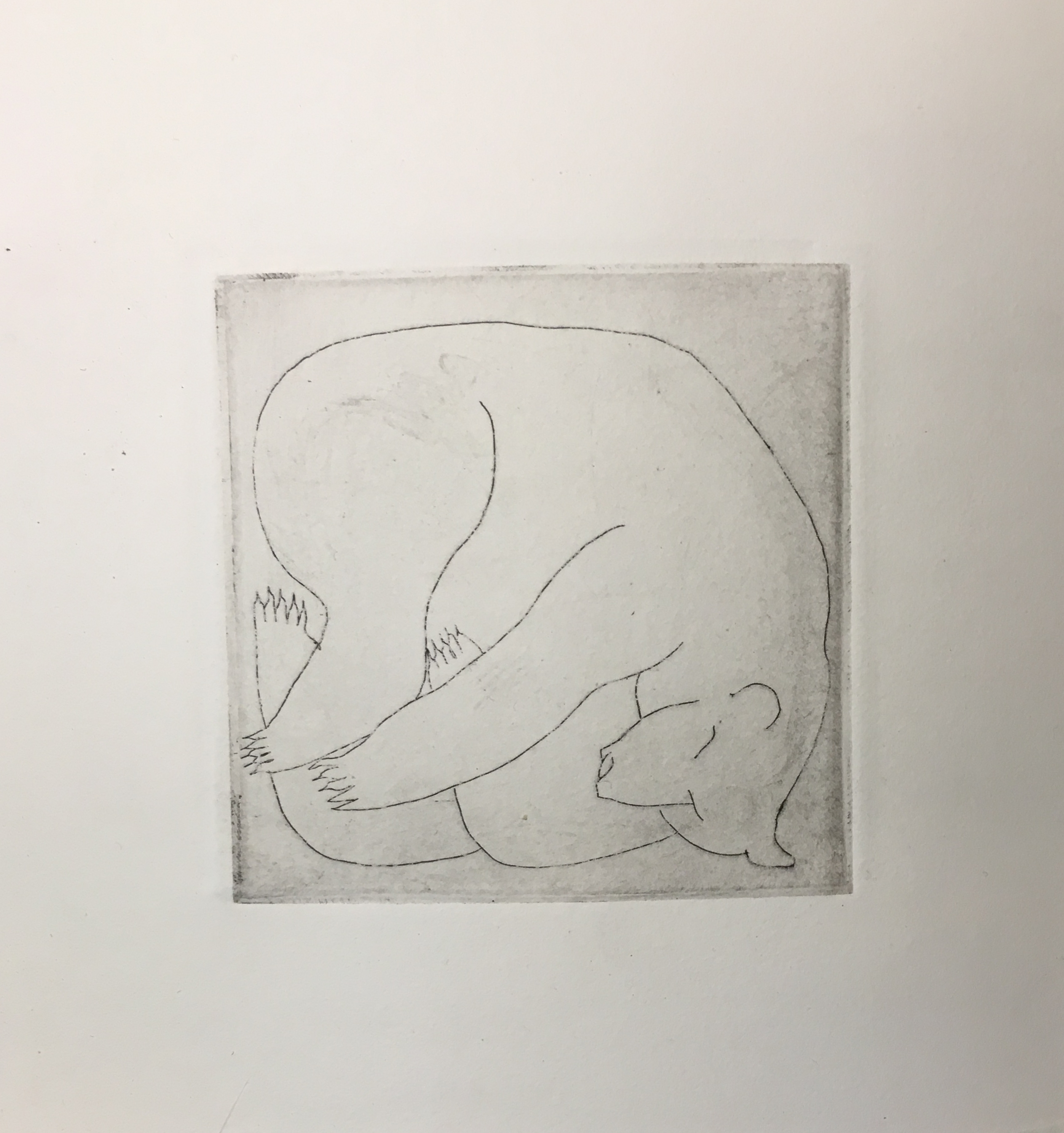 (c) Confais L'OursEau Forte 10x10 imprimée sur papier Hahnemühle 20x20 en 40 exemplaires numérotés et signés