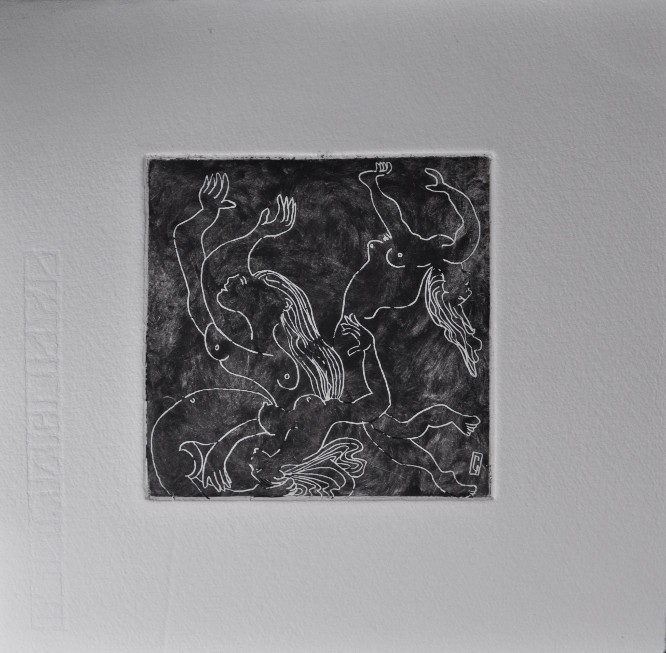 (c) Confais Bacchanales Eau Forte matrice 10x10 imprimée sur papier Hannemühle 20x20 en 40 exemplaires numérotés signés