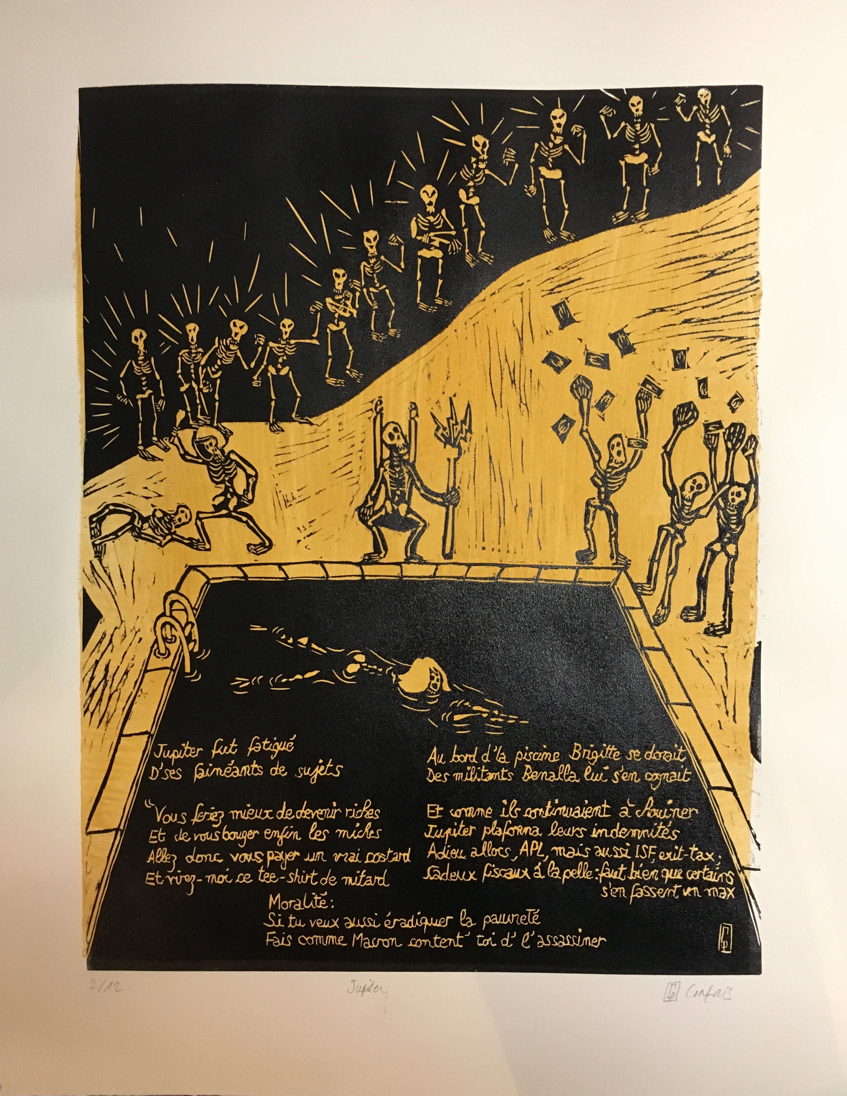 (c) Confais Calavera Gravure sur bois 50 x 65 cm