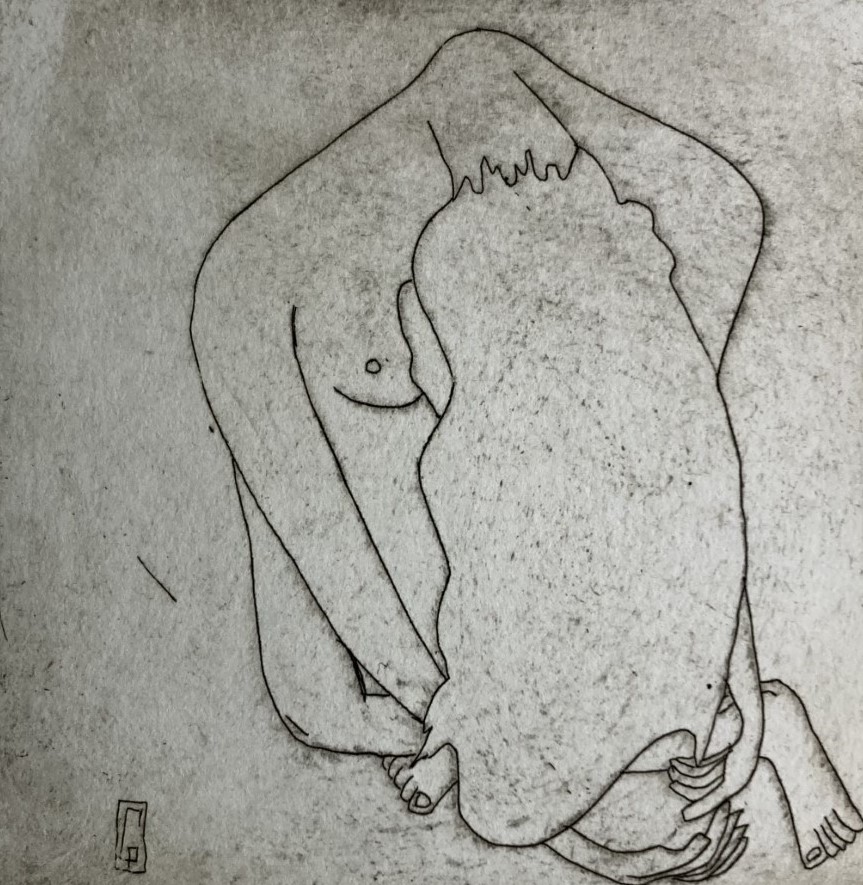 (c) Confais L'Etirement Eau Forte sur plaque 10 x 10 cm imprimée manuellement sur papier BFK 20 x 20 en 40 exemplaires numérotés signés