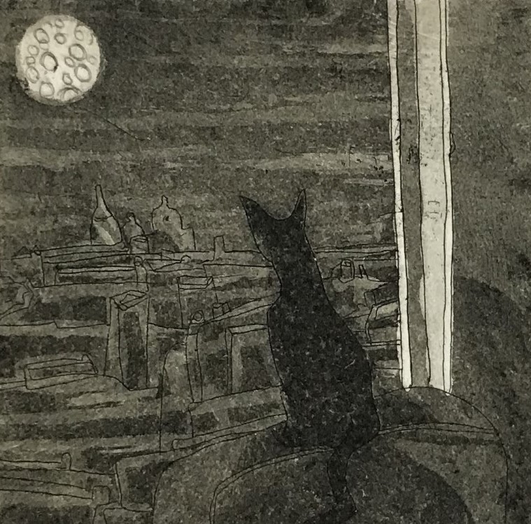 (c) Confais Moonlight Eau Forte sur plaque 10 x 10 cm imprimée manuellement sur papier BFK 20 x 20 en 40 exemplaires numérotés signés